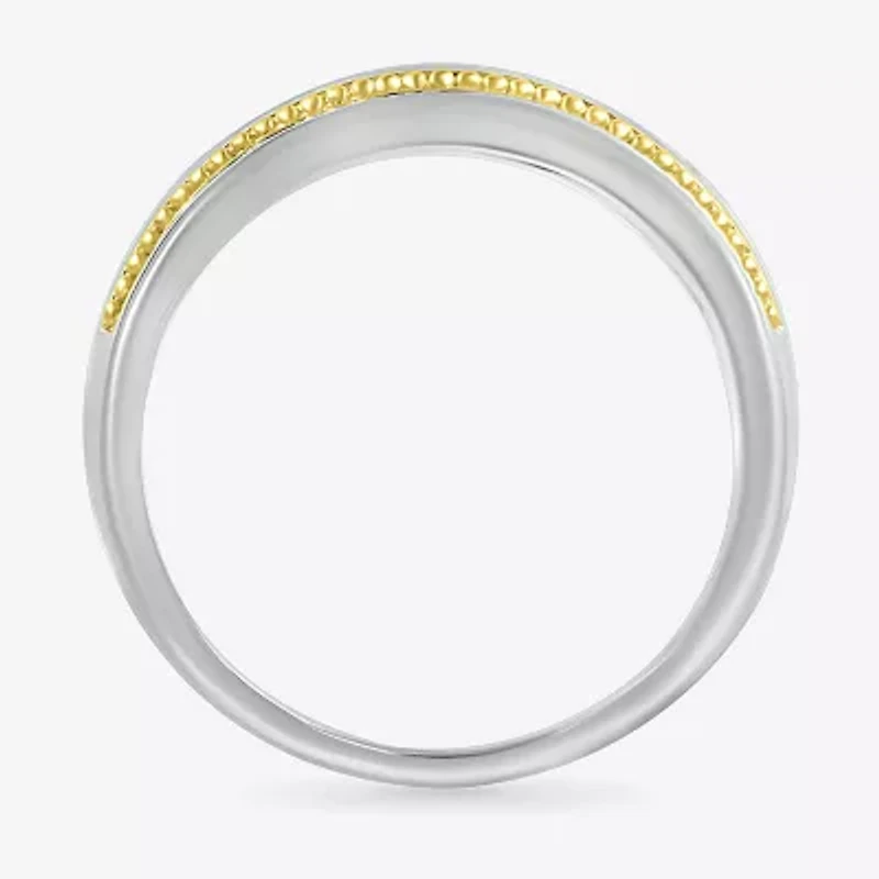 Mens 2.5MM 1 CT. T.W. Natural White Diamond 14K Two Tone Gold Wedding Band