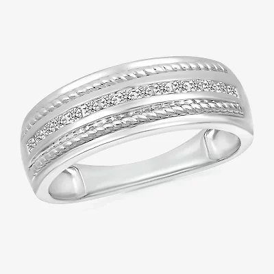 Mens 2.5MM 1/5 CT. Natural White Diamond 10K Gold Wedding Band