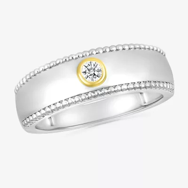 Mens 3MM 1/ CT. T.W. Natural White Diamond 10K Two Tone Gold Wedding Band