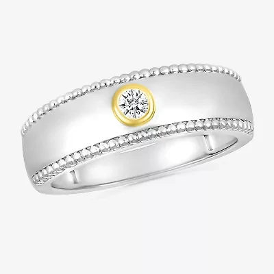 Mens 3MM 1/ CT. T.W. Natural White Diamond 10K Two Tone Gold Wedding Band