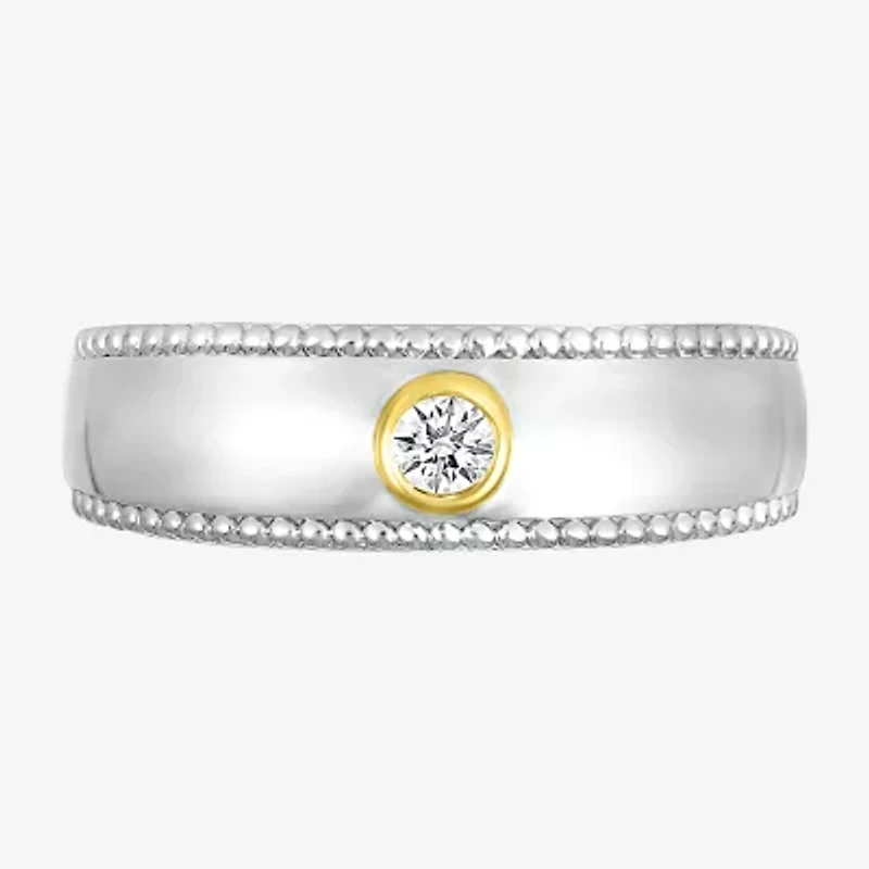 Mens 3MM 1/ CT. T.W. Natural White Diamond 10K Two Tone Gold Wedding Band