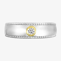 Mens 3MM 1/ CT. T.W. Natural White Diamond 10K Two Tone Gold Wedding Band