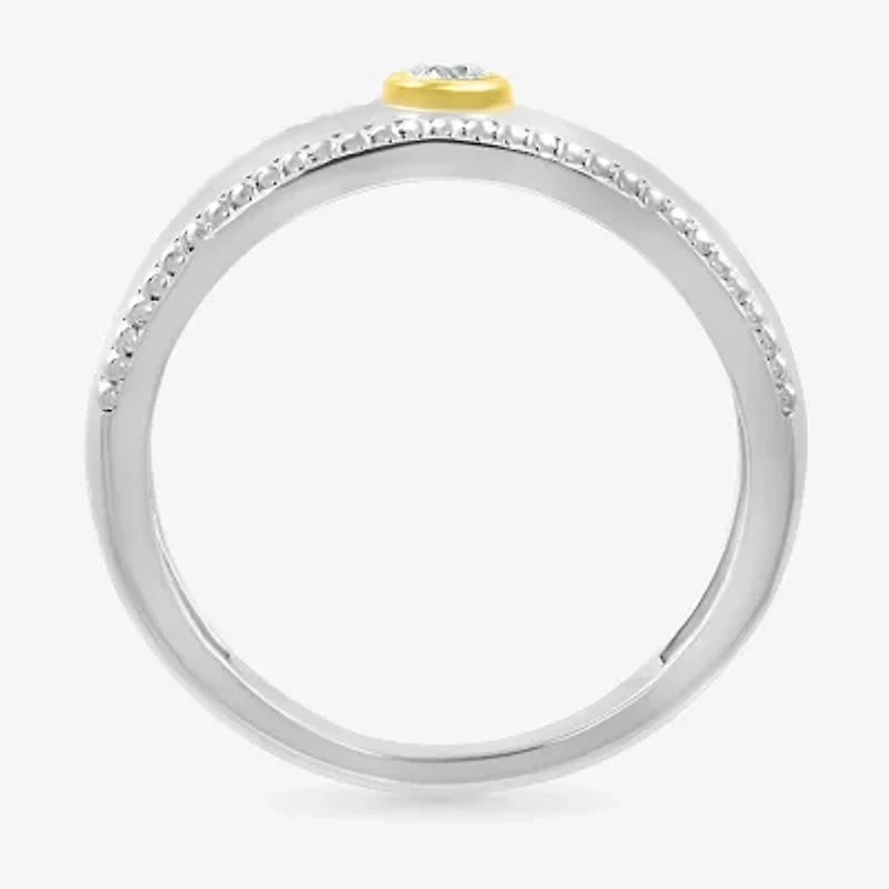 Mens 3MM 1/ CT. T.W. Natural White Diamond 10K Two Tone Gold Wedding Band
