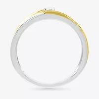 Mens 3MM 1/6 CT. T.W. Natural White Diamond 10K Two Tone Gold Wedding Band