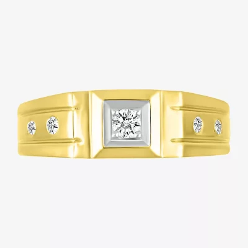 Mens 3.5MM 1/6 CT. T.W. Natural White Diamond 10K Gold Wedding Band