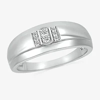 Mens 2MM 1/10 CT. T.W. Natural White Diamond 10K Gold Wedding Band