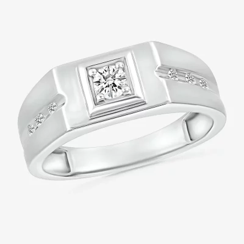 Mens 3MM 1/4 CT. T.W. Natural White Diamond 14K Gold Wedding Band