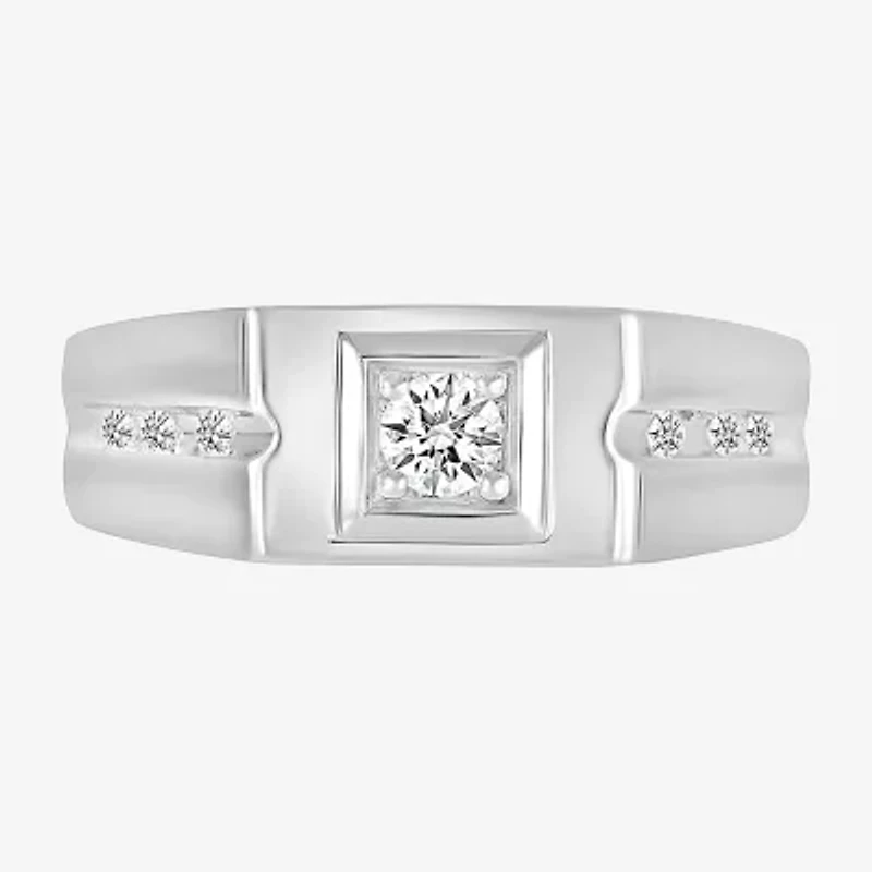Mens 3MM 1/4 CT. T.W. Natural White Diamond 14K Gold Wedding Band