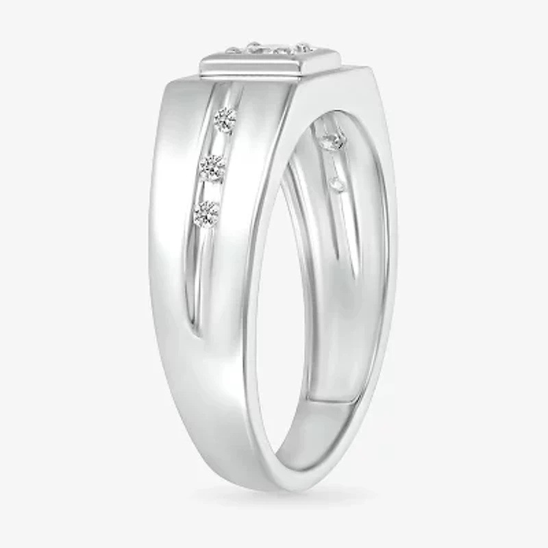 Mens 3MM 1/4 CT. T.W. Natural White Diamond 14K Gold Wedding Band