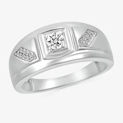 Mens 3MM 1/3 CT. T.W. Natural White Diamond 10K Gold Wedding Band
