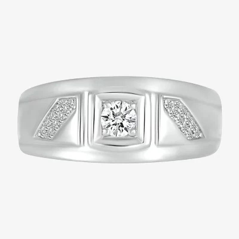 Mens 3MM 1/3 CT. T.W. Natural White Diamond 10K Gold Wedding Band