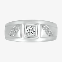 Mens 3MM 1/3 CT. T.W. Natural White Diamond 10K Gold Wedding Band