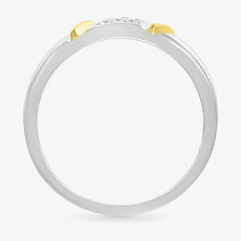 Mens 3MM 1/8 CT. T.W. Natural White Diamond 10K Two Tone Gold Wedding Band
