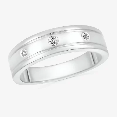 Mens 4MM 1/10 CT. T.W. Natural White Diamond 10K Gold Wedding Band