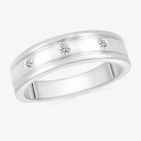 Mens 4MM 1/10 CT. T.W. Natural White Diamond 10K Gold Wedding Band