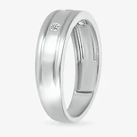 Mens 4MM 1/10 CT. T.W. Natural White Diamond 10K Gold Wedding Band