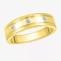 Mens 4MM 1/10 CT. T.W. Natural White Diamond 10K Gold Wedding Band