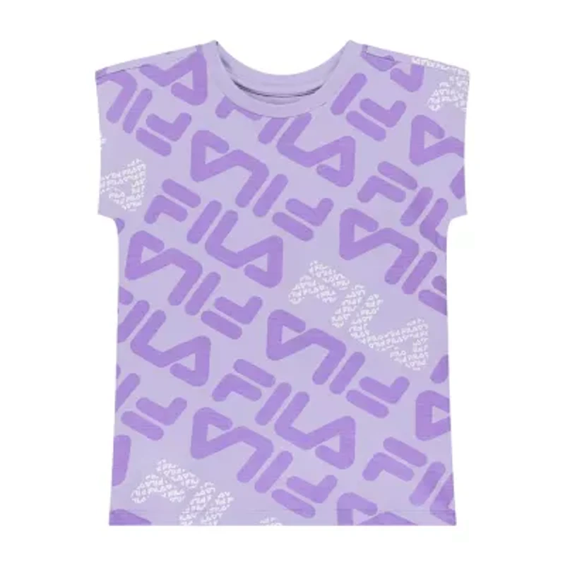 FILA Big Kid Girls Round Neck Short Sleeve Regular Fit Graphic T-Shirt