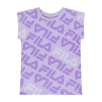FILA Big Kid Girls Round Neck Short Sleeve Regular Fit Graphic T-Shirt