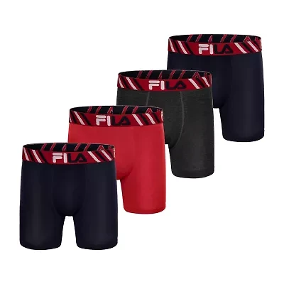 FILA Ultra Soft Stretch No Fly Mens 4 Pack Boxer Briefs Fm412bxcs16-001