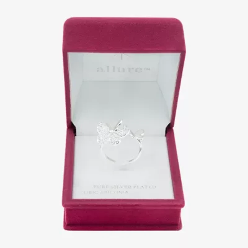 Sparkle Allure Womens Cubic Zirconia Pure Silver Over Brass Butterfly Cocktail Ring