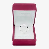 Sparkle Allure Triple Womens Cubic Zirconia Pure Silver Over Brass Heart Delicate Band