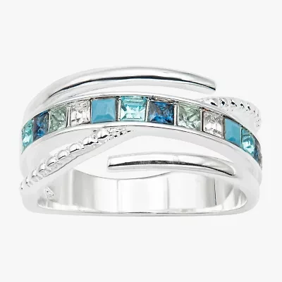 Sparkle Allure Orbital Womens 3.5MM Multi Color Crystal Pure Silver Over Brass Bypass  Crossover Band