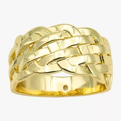 Sparkle Allure Woven Womens 5MM 14K Gold Over Brass Band