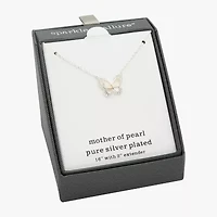 Sparkle Allure Halo Womens White Mother Of Pearl Cultured Freshwater Pearl Pure Silver Over Brass Butterfly 16 Inch Pendant Necklace