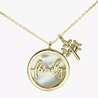 Sparkle Allure Family Tree Womens White Mother Of Pearl Cultured Freshwater Pearl 14K Gold Over Brass Oval 16 Inch Pendant Necklace