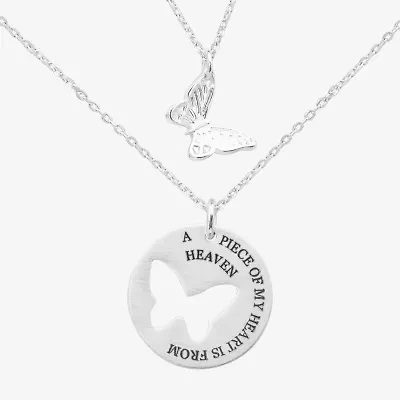 Sparkle Allure Womens Pure Silver Over Brass Butterfly 16 Inch Pendant Necklace