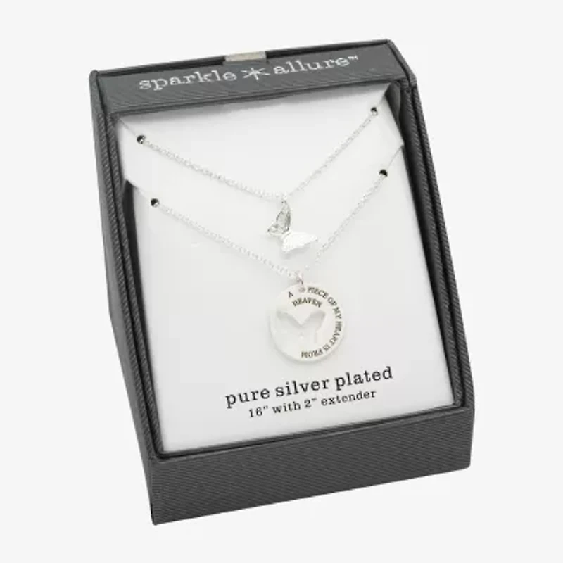 Sparkle Allure Womens Pure Silver Over Brass Butterfly 16 Inch Pendant Necklace