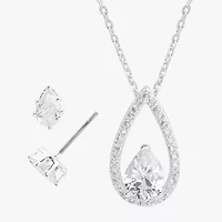 Sparkle Allure Womens Cubic Zirconia Pure Silver Over Brass Pear 2-pc. Jewelry Set