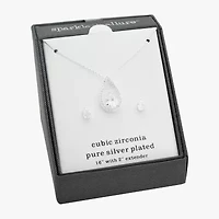 Sparkle Allure Womens Cubic Zirconia Pure Silver Over Brass Pear 2-pc. Jewelry Set