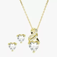 Sparkle Allure Womens Cubic Zirconia 14K Gold Over Brass Heart 2-pc. Jewelry Set