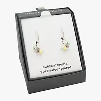 Sparkle Allure Womens Multi Color Crystal Pure Silver Over Brass Flower Drop Earrings
