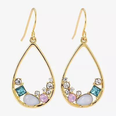 Sparkle Allure Cluster Womens Multi Color Crystal 14K Gold Over Brass Drop Earrings