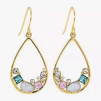 Sparkle Allure Cluster Womens Multi Color Crystal 14K Gold Over Brass Drop Earrings
