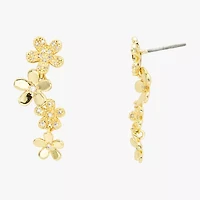 Sparkle Allure Womens Cubic Zirconia 14K Gold Over Brass Flower Drop Earrings
