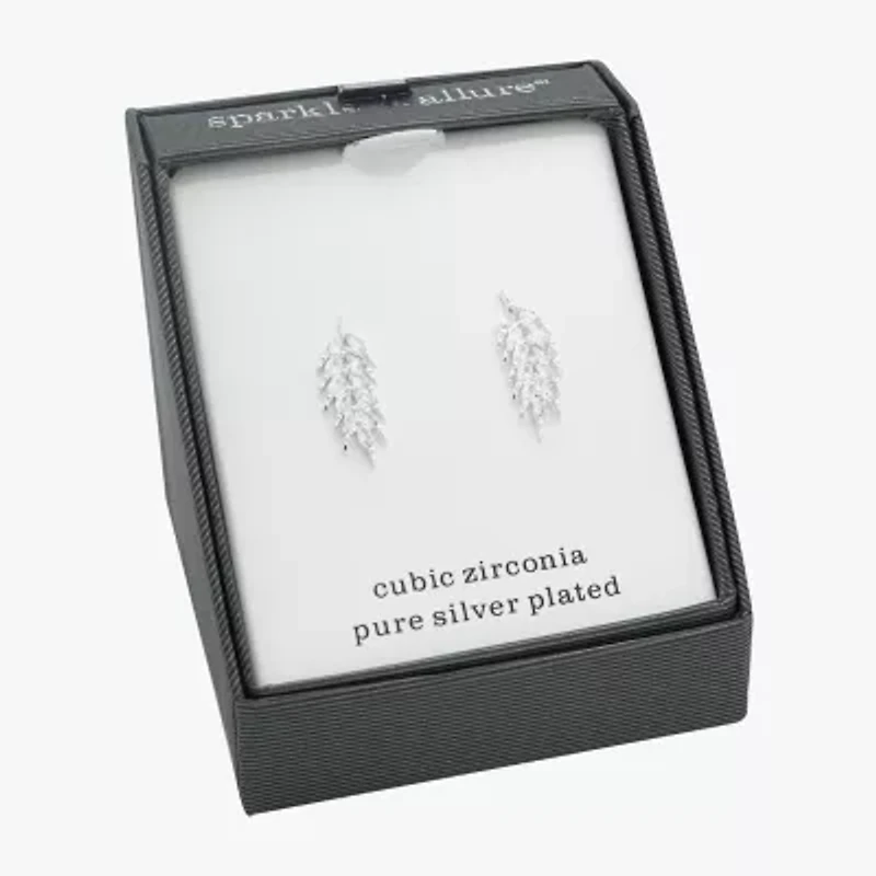 Sparkle Allure Womens Cubic Zirconia Pure Silver Over Brass Drop Earrings