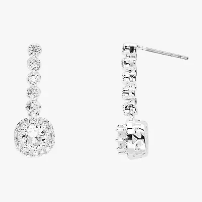 Sparkle Allure Womens Cubic Zirconia Pure Silver Over Brass Cushion Drop Earrings