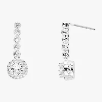 Sparkle Allure Womens Cubic Zirconia Pure Silver Over Brass Cushion Drop Earrings