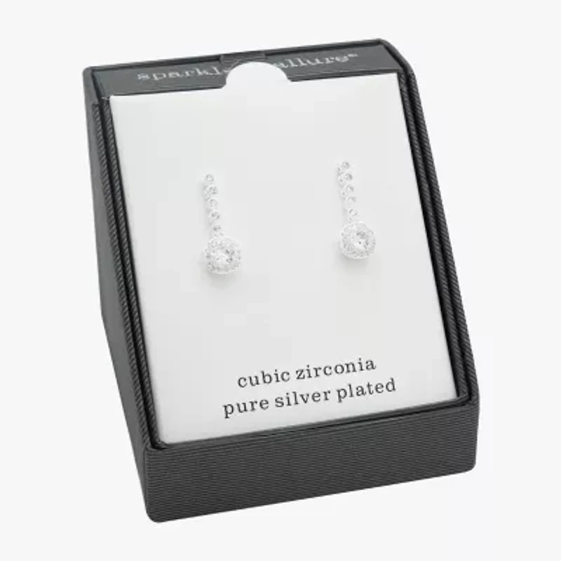 Sparkle Allure Womens Cubic Zirconia Pure Silver Over Brass Cushion Drop Earrings
