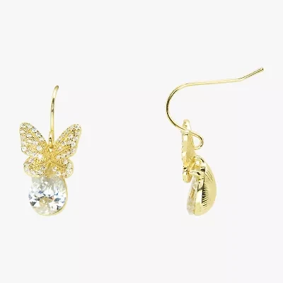 Sparkle Allure Womens Cubic Zirconia 14K Gold Over Brass Butterfly Drop Earrings