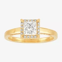 (H-I / Si1-Si2) Womens 1 CT. T.W. Lab Grown White Diamond 10K Gold Halo Engagement Ring