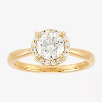(H-I / Si1-Si2) Womens 1 1/4 CT. T.W. Lab Grown White Diamond 10K Gold Round Halo Engagement Ring
