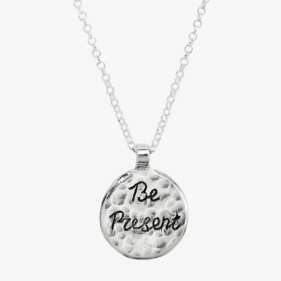 Limited Quantities! "Be Present" Womens Sterling Silver Circle 20 Inch Pendant Necklace