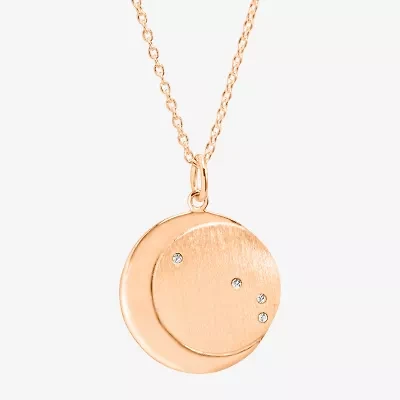 Limited Quantities! Aries Womens Lab Created White Crystal 14K Rose Gold Over Silver 14K Rose Gold Circle 20 Inch Pendant Necklace