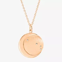 Limited Quantities! Aries Womens Lab Created White Crystal 14K Rose Gold Over Silver 14K Rose Gold Circle 20 Inch Pendant Necklace