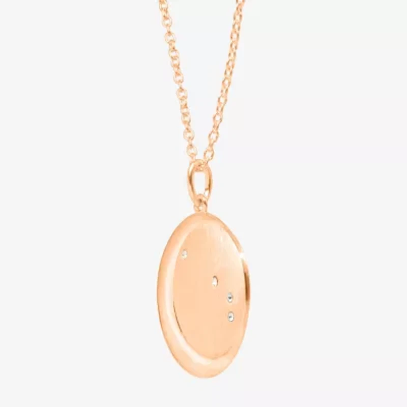 Limited Quantities! Aries Womens Lab Created White Crystal 14K Rose Gold Over Silver 14K Rose Gold Circle 20 Inch Pendant Necklace